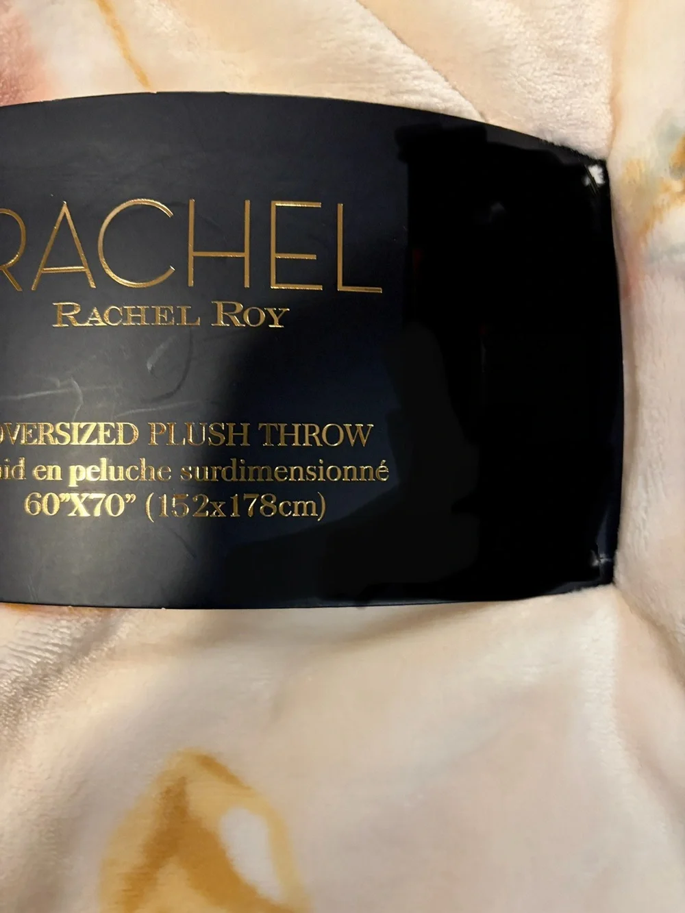 Rachel Roy Champagne Plush Throw - Cream & Blush 60” x 70” NWT